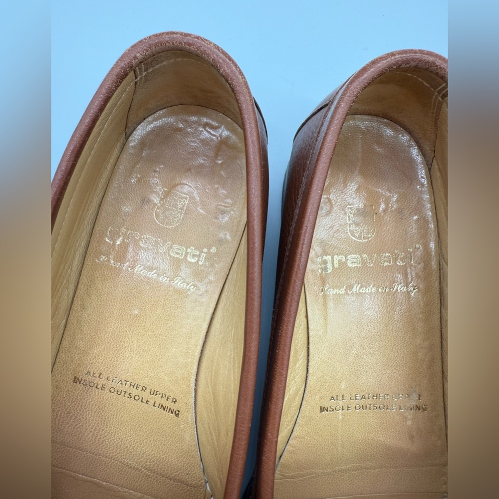 Gravati Loafers Hand Made Italian Light Brown Leather Womens Size 9 - Picture 3 of 9